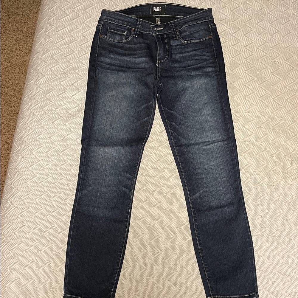 PAIGE Dark Blue Ankle & Cropped Jeans